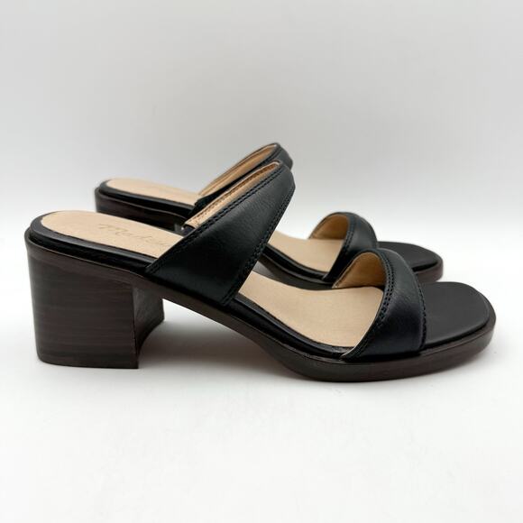 Madewell Womens The Saige Double-Strap Sandal US 6.5 Black Leather EUC - Picture 4 of 14